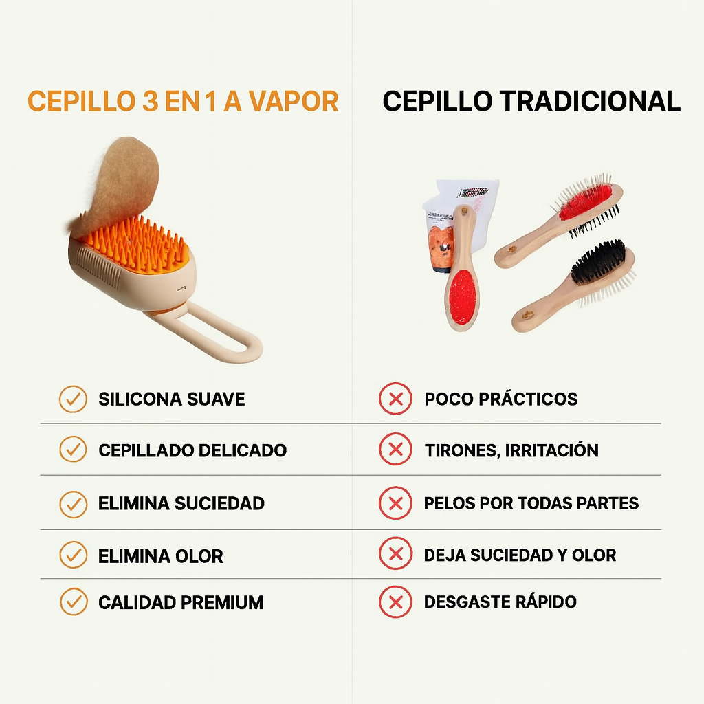 Cepillo a vapor 3 en 1 spa para mascotas
