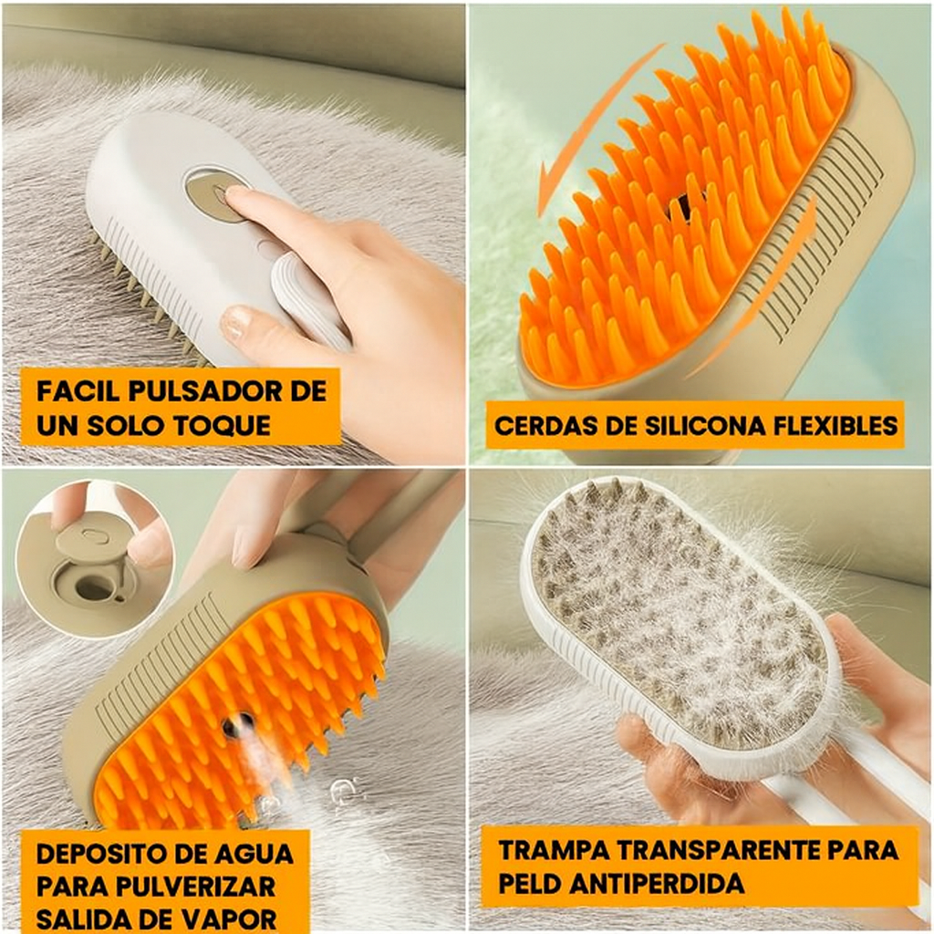 Cepillo a vapor 3 en 1 spa para mascotas